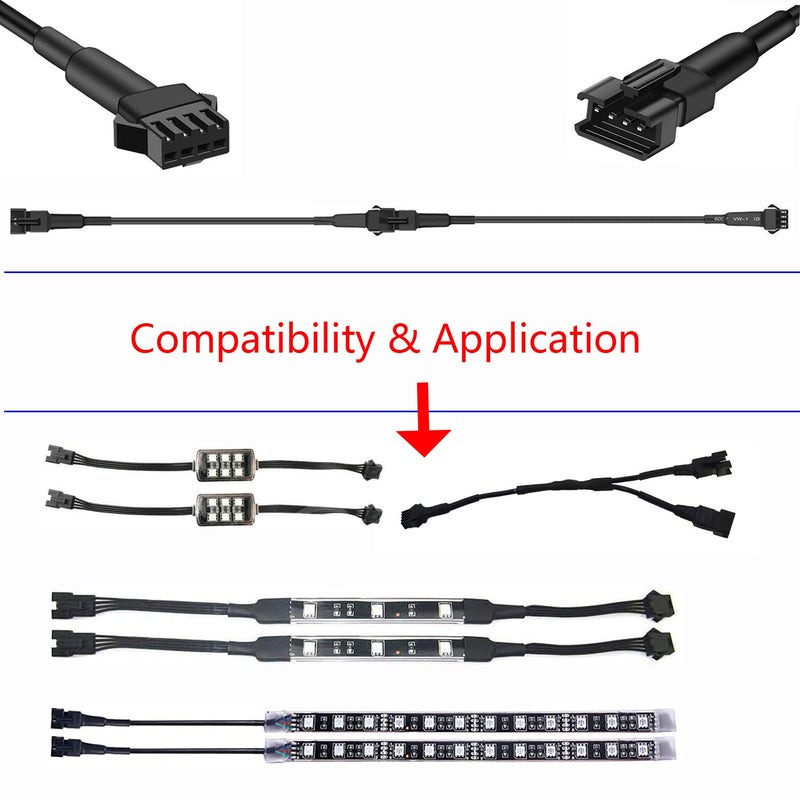 NBWDY 4pcs 47in/120cm RGB LED Multi-Color Accent Light Extension Cable Wire Cord Set for LED Motorcycle ATV Car Light Multi-Color Neon Strip Rock Light - Image 4